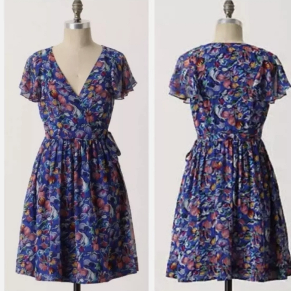 Moulinette Soeurs Blooming Saphire Silk Wrap Dress